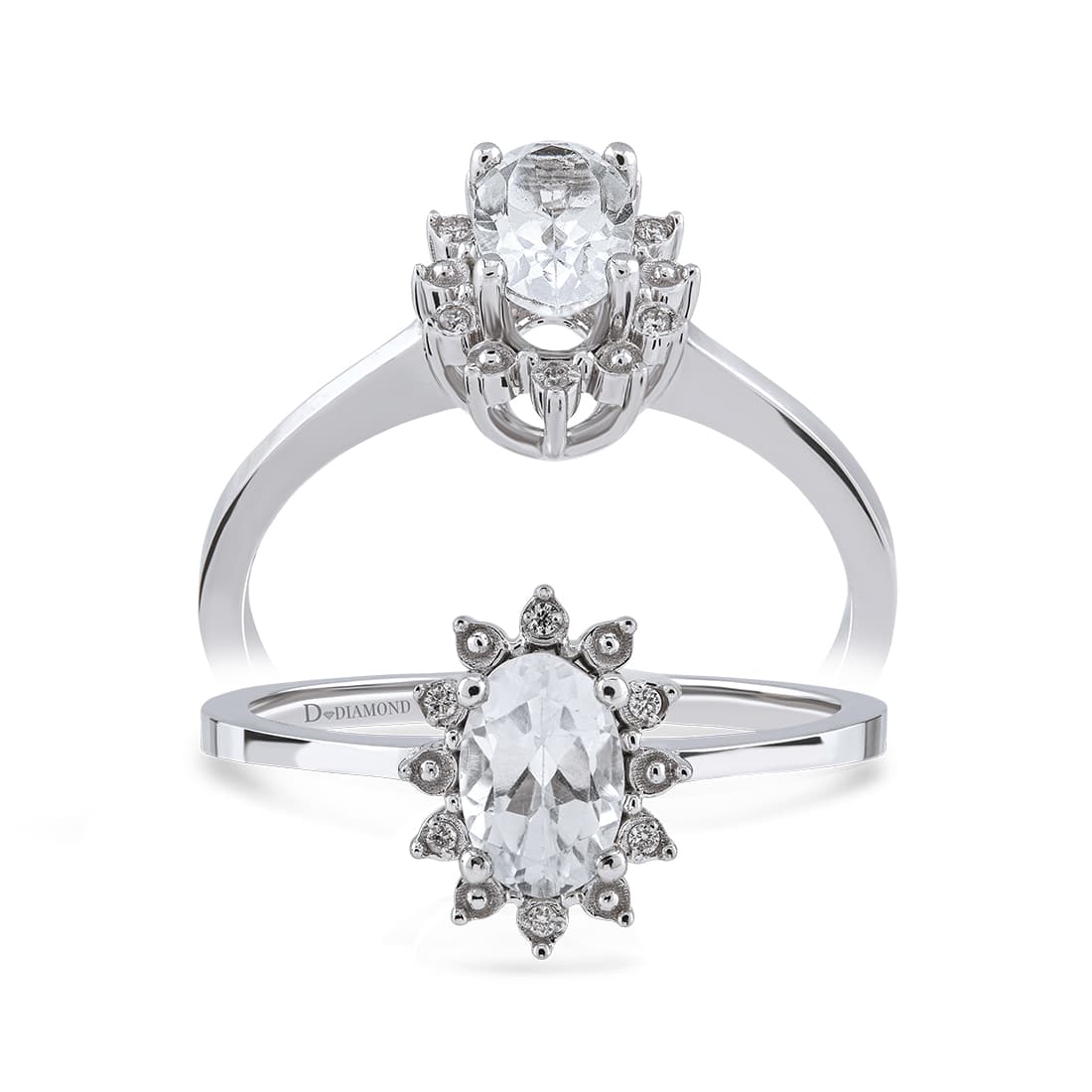 D Diamond pırlanta topaz yüzük